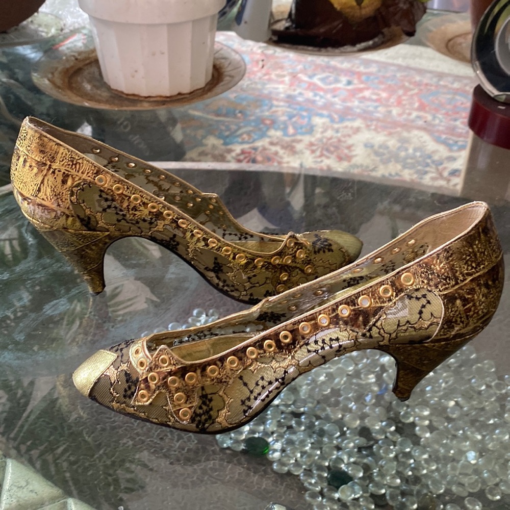 El vaquero Italian leather and mesh heels size 34